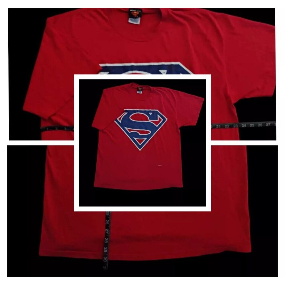 00' VINTAGE Superman Men Shirt XL Red DC Comics Delta Pro-Weight Changes NYC
